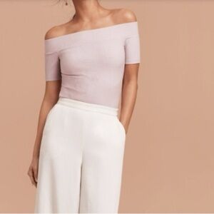 Aritzia-Wilfred Tournesol Ribbed Off Shoulder Body Fitting Tee (Size:XS)